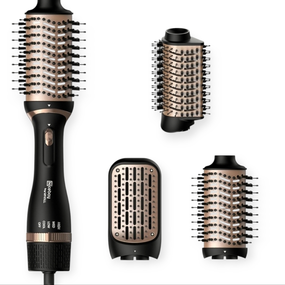 Nicebay Black and Rose Gold All-in-One Hot Air Blow Dryer Brush